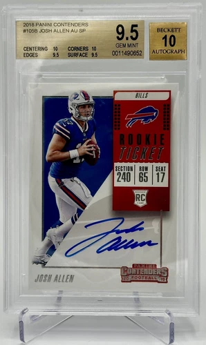 2018 Panini Contenders Josh Allen Rookie Ticket Auto #105B BGS 9.5 Auto 10