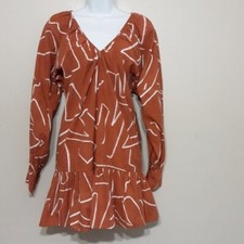 ASOS DESIGN cotton  mini smock dress abstract print women 4 boho y2k vacation