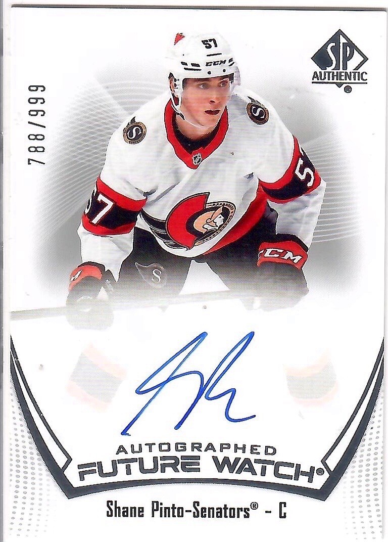 2021-22 SP Authentic Future Watch Rookie Auto #110 Shane Pinto 788/999 Senators