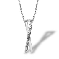 Goldmaid Damen-Collier 925 Sterlingsilber 16 Zirkonia Modernes Design Weiß Neu!