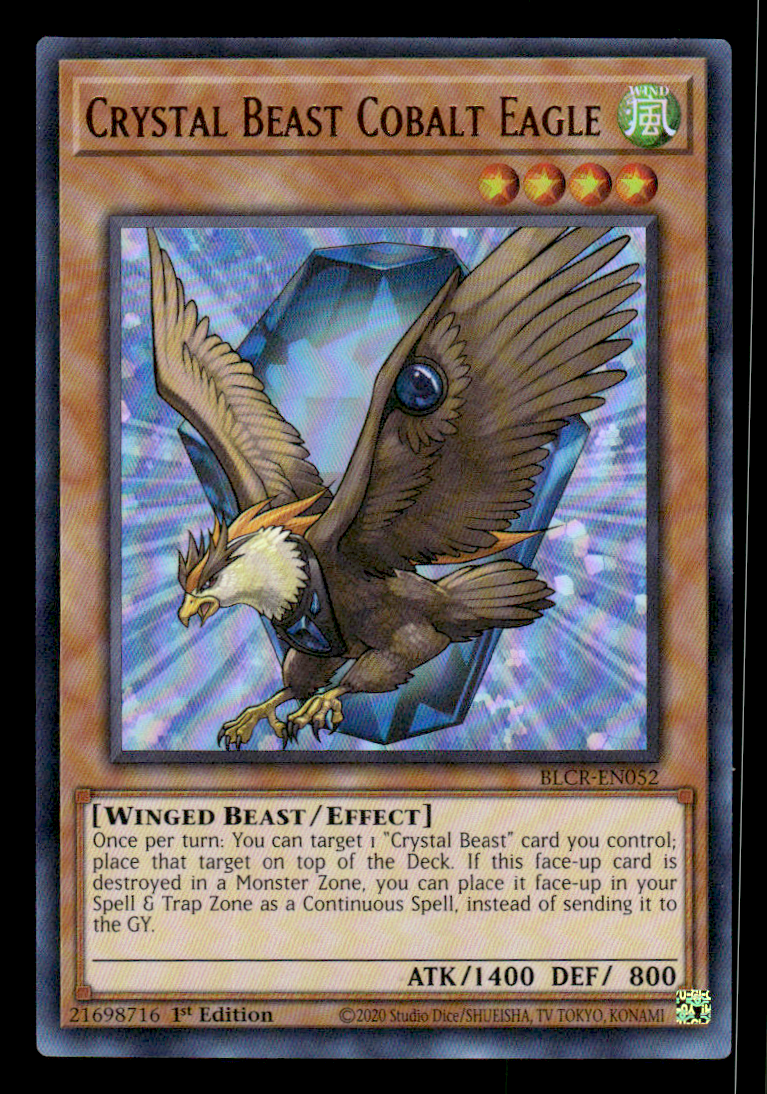 Yugioh x1 Crystal Beast Cobalt Eagle BLCR-EN052 Ultra Rare 1st Ed (NM!)