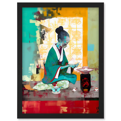 Traditional Japanese Tea Ceremony Scene Framed Wall Art Picture Print A4