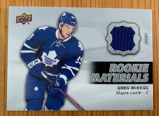 14-15 2014-15 UPPER DECK GREG McKEGG ROOKIE MATERIALS JERSEY RM5 MAPLE LEAFS