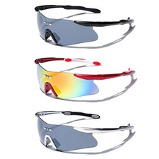Mens Cycling Biker Sport Shield Sunglasses Ski Snowboard Goggles Black Silver