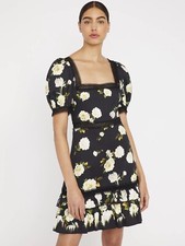Alice + Olivia Wylie Black Floral Dress Size 4 NWOT