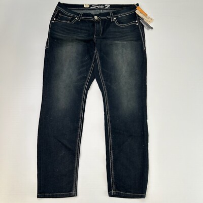 Seven 7 Jean Women 18 Luxe Skinny Mid Rise Distress Denim 38x31 Stud Work Core