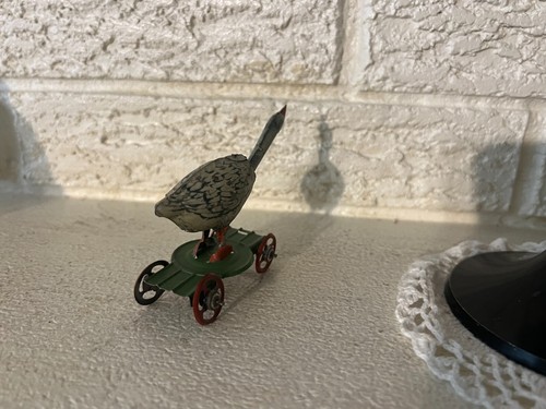 Antique Ca. 1900's Distler Nodder Goose on Platform Tin Penny Toy - Picture 3 of 8