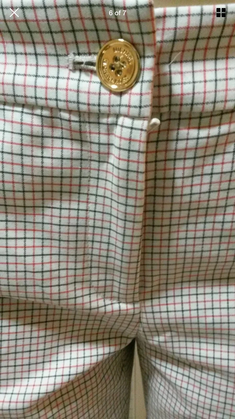 NUOVO! MICHAEL Michael Kors pantaloni skinny stampa a griglia taglia 8 12 16