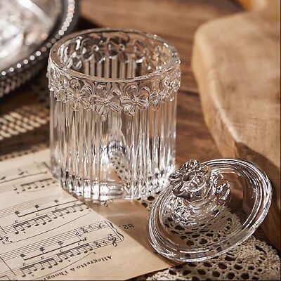 2 Pack Qtip Holder, Glass Jars with Lids Bathroom Accessories Vanity Organizers