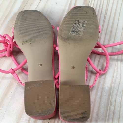 Sandalias H&M para mujer 39 informales punta abierta tacón bloque tobillo tiras rosa imitación cuero - Imagen 13 de 18