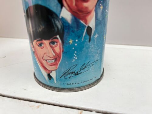The Beatles Aladdin Thermos 8oz Nashville USA Rare 1960s Collectible Blue 1965 - Picture 3 of 14