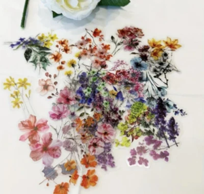 Flower Stickers Self Adhesive Floral Prints Crafts, Transparent Bookmarks Art