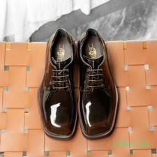 2025 Fashion Men's Dress Formal Wedding Real Leather Derby Shoes Banquet Evening