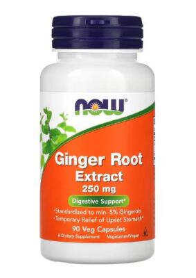 NOW FOODS GINGER ROOT EXTRACT, 250MG, 90 VEGETABLE CAPSULES