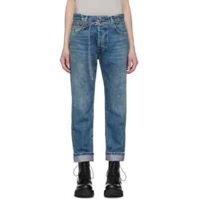 R13 Paperbag Hayden Kelly Distressed Mid Rise Boyfriend Straight Jeans 24 NEW