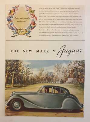 JAGUAR Mark V ''Internationally Acclaimed'', Original 1949 Motoring Advert