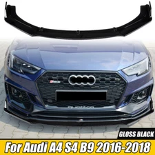 FRONT LIP SPLITTER SPOILER GLOSS BLACK FOR AUDI A4 B8 2009-2012