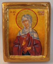 Saint Apollinaria Roman Catholic & Eastern Orthodox Wooden Church Icon Plaque