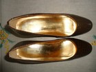 NINE WEST Brown Faux Alligator Skin Heels Ladie's Size 7.5B With Gold Lining EUC — photo 6
