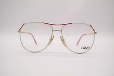 Vintage Lamy Viviane L 583 White Red Gold Oval Glasses Frame NOS