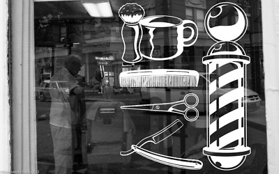 Wall Vinyl Sticker Barber Shop Logo Sign Hair Salon Beauty Spa