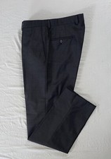 Ted Baker Jarrett Fit Flat Front Wool Dress Pants. Gray Micro Check, 34X32.5