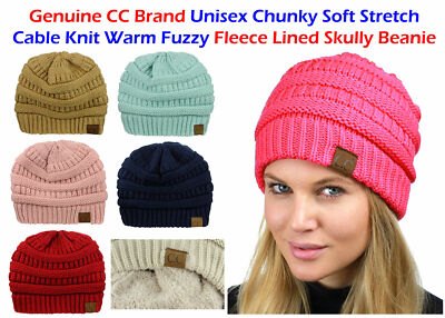 Unisex Chunky Cable Knit Beanie with Sherpa Lining Trendy Apparel Shop Stretch Thick Warm Cable Knit Sherpa  main image 4