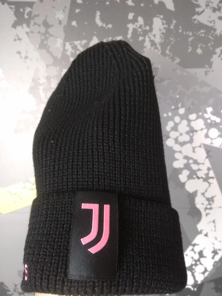 Juventus Juve Fan Invierno Fútbol Sombrero Negro Rosa Adidas Hombres Talla Única ig93 Foto 3 de 4