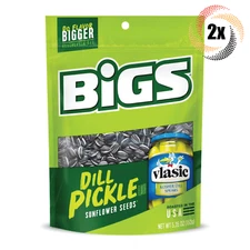 2x Bigs Vlasic Dill Pickle Sunflower Seed Bags 5.35oz Do Flavor Bigger!