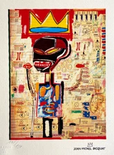 Jean-Michel Basquiat Litografia COA originale firmata [numerata a matita]