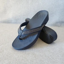Vionic US9 Pacific Kehoe Studded Orthotic Thong Wedge Sandals Arch Support Blue