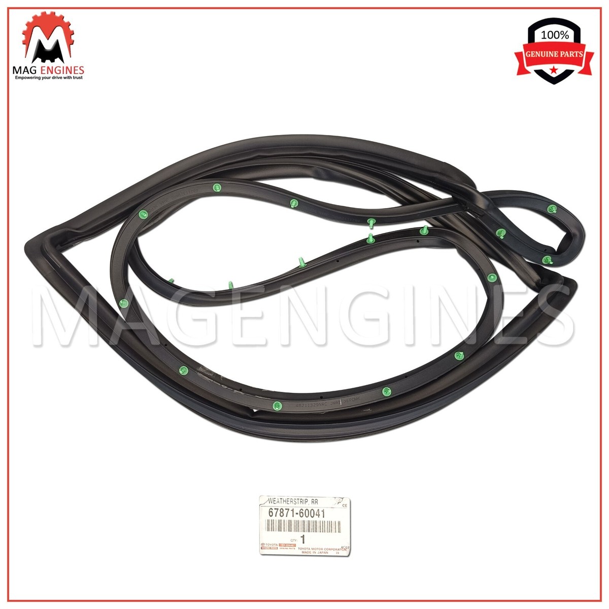 67871-60041 GENUINE OEM REAR DOOR WEATHERSTRIP, RH FOR LAND