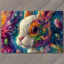 Art Print Rabbit Bunny Surrealism Crazy Bright Colors Weird Strange Wild Unusual