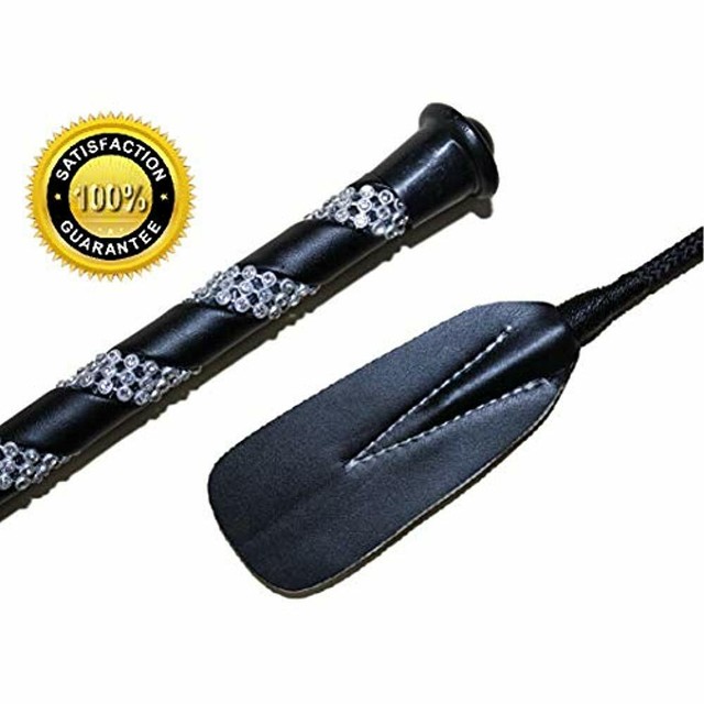 Jump Bat 18 Inch Riding Crop Horse Whip With Slapper And Rhinestone