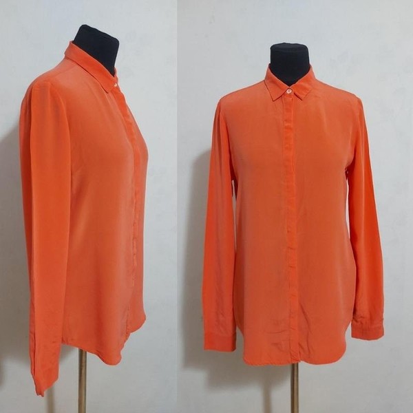 Women Filippa K Shirt Orange Silk 36