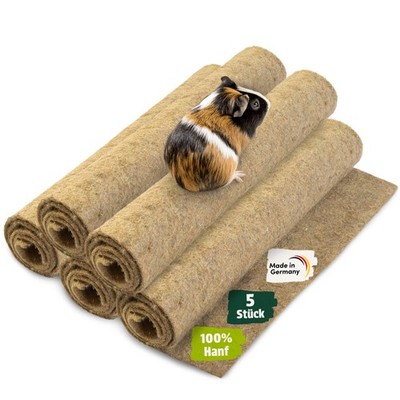 Nagermatte aus 100% Hanf 5 Stk. - 100 x 50 x 0,5cm Hanfmatte - für Kleintiere