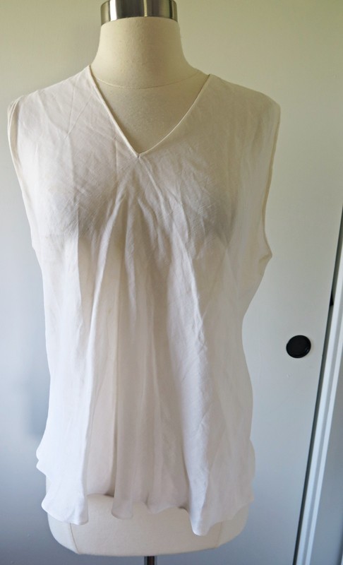 PETER COHEN * White  Sleeveless Tank Top Shirt V Neck Linen Blend Sz Large