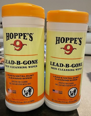 80 Hoppe's LBG40 Lead-B-Gone Lead Skin Cleansing Wipes (2) Tubs of 40 Each, NEW
