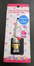 Hello Kitty Phone Charm Robot Silver  Gold MOVABLE 2010 Sanrio RARE