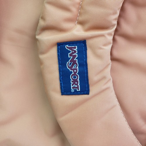 JanSport Cool Student Tan Pink Floral Leather Bottom 18"x14" Book Bag Backpack - Picture 6 of 16