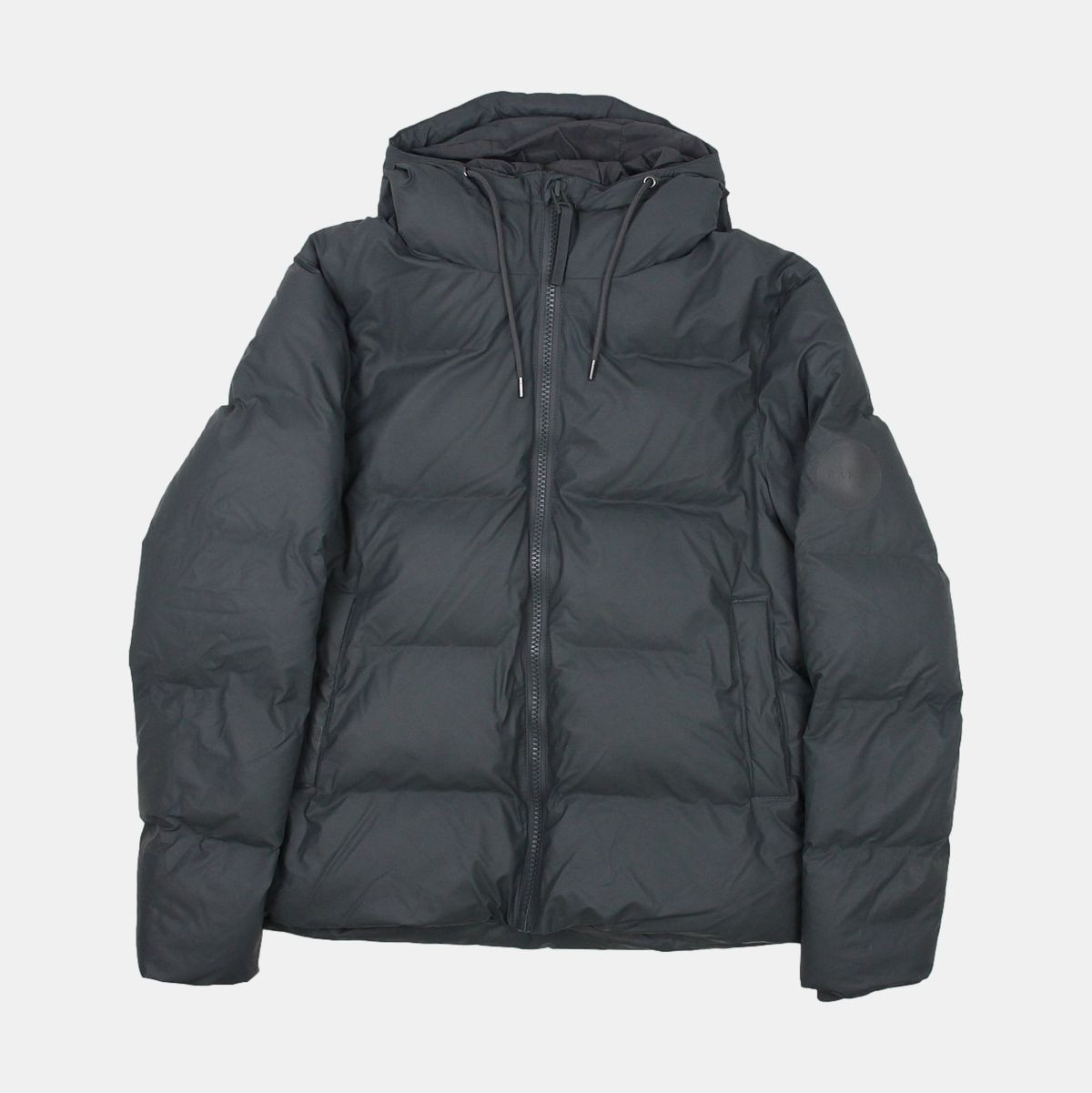 Rains Mens XS Short Grey Polyester Puffer Jacket