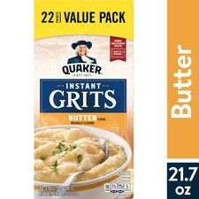 Quaker Butter Naturally Flavored Instant Grits, 0.98 oz 22 Count New Upgrade