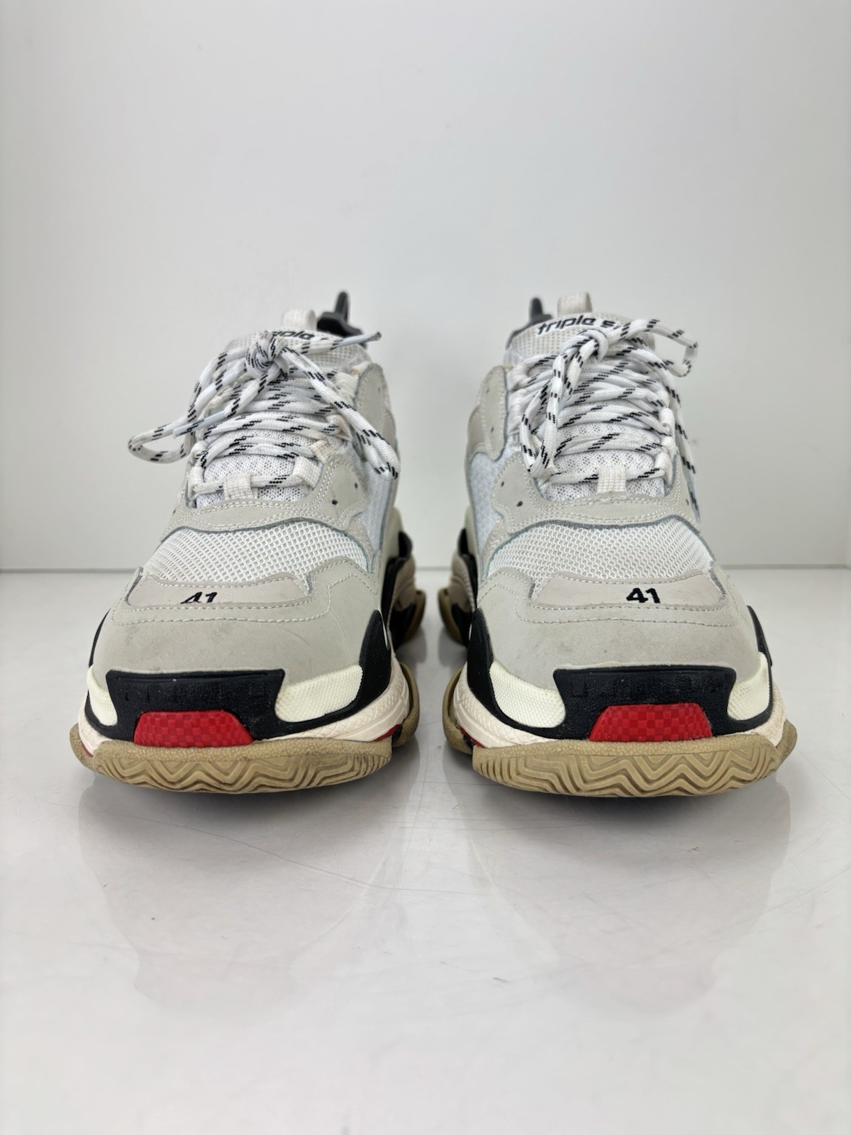 Balenciaga Triple S Sneakers EU 41 US 8 White Grey Red Authentic Designer Chunky thumbnail 11