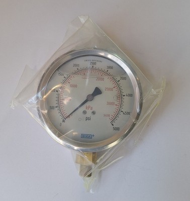 NEW WIKA 213.53 24'' 0-5000 PSI/KPA 1/4'' NPT LM Pressure Gauge Liquid Filled