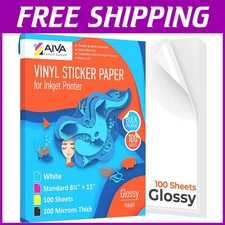 Glossy Vinyl Sticker Paper for Inkjet Printer - 100 Pack