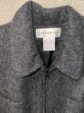 Vintage Jones New York Blazer Zip Jacket Lined Gray Size 16 Wool Mohair Blend 16