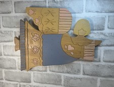 Handmade Wooden Angel Wall Hanging   Folk Art Country Decor Rustic Wall Plaque