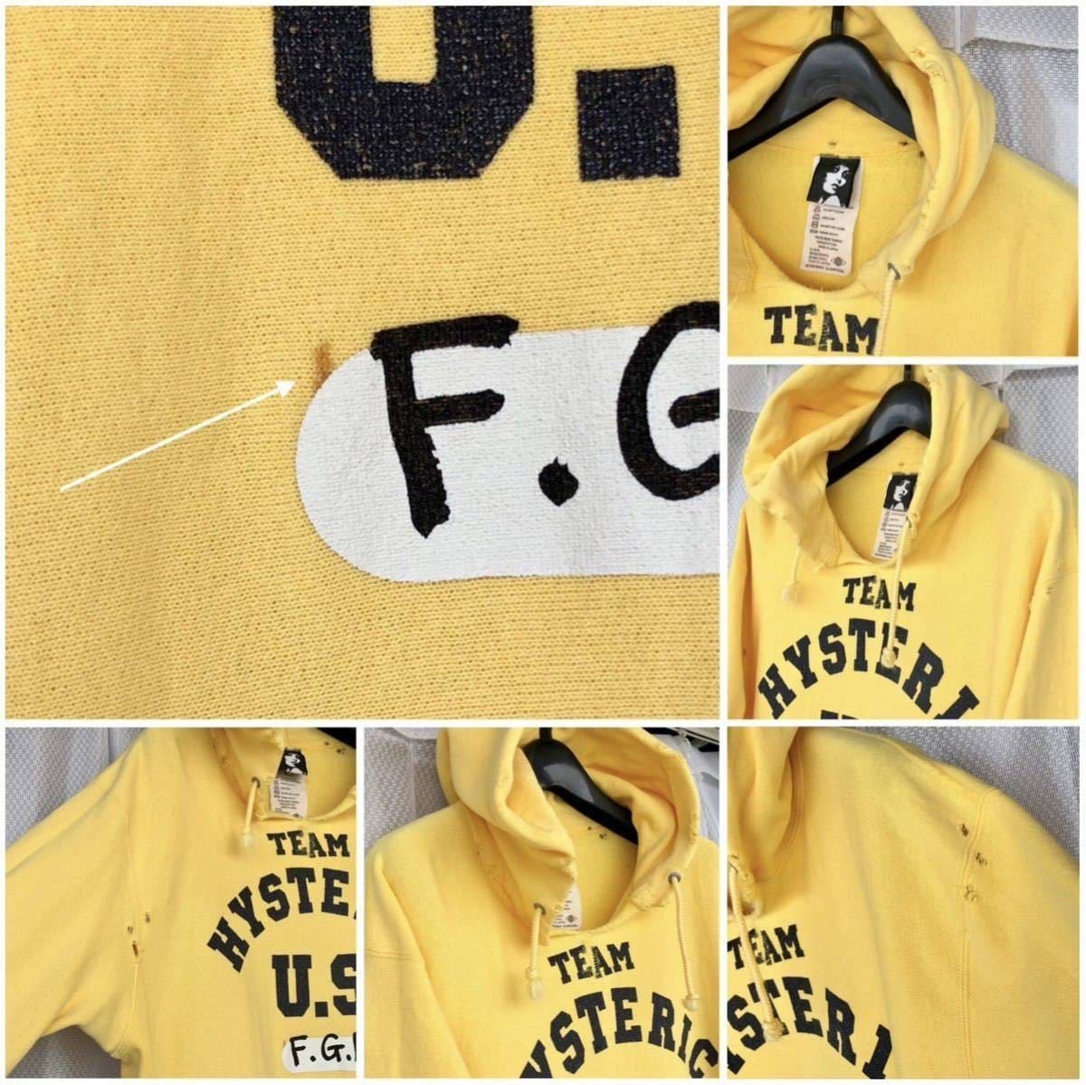 M Yellow Damage processing Sweat Parker HYSTERIC … - image 6