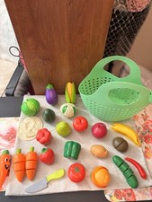 Play Pretend FOOD 51 pcs HUGE fruit veggies. pretend slice reattach. FREE SHIP