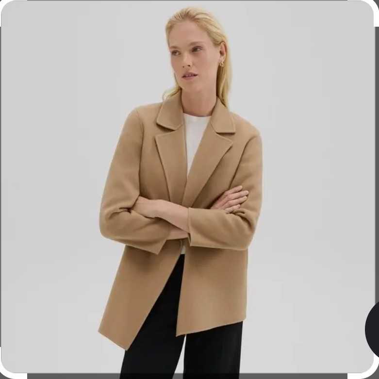 Womens Theory Clairene Double Face Wool Cashmere Jacket Camal/beige Sz L